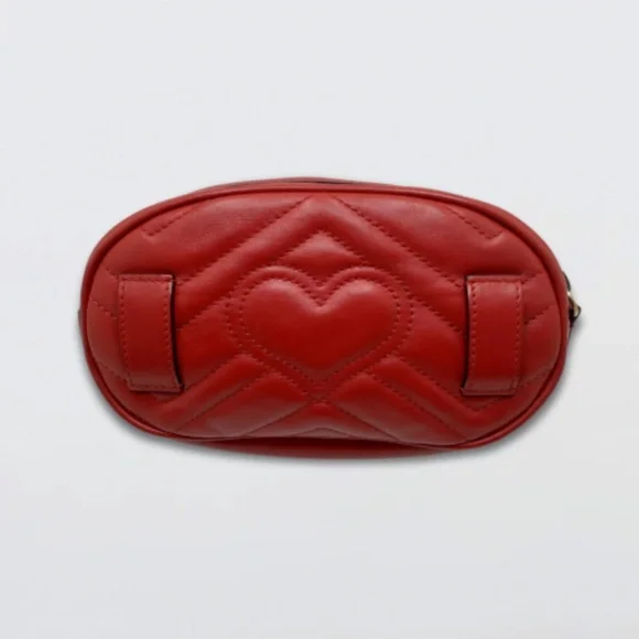 Gucci Marmont Oval Belt Bag Interlocking GG Quilted Leather Red Small 75 cm - Picture 3 of 16